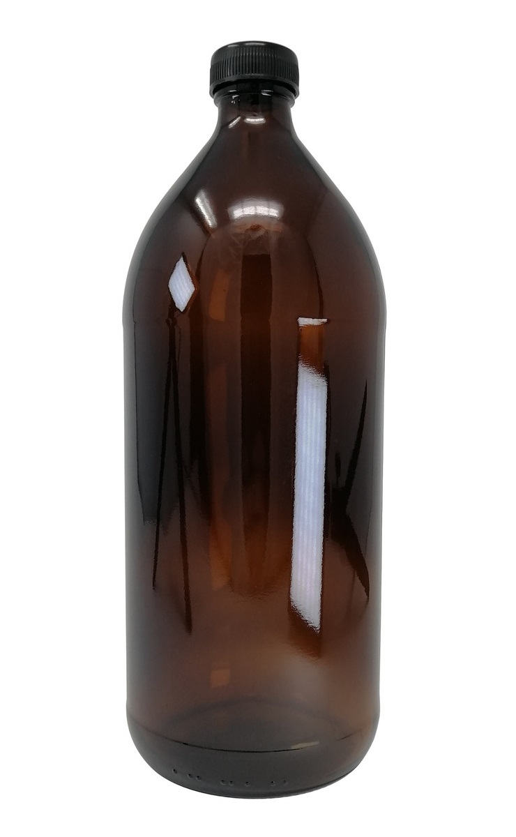 Frasco De Vidrio Ambar 500 Ml 5 Pz Tapa Blanca