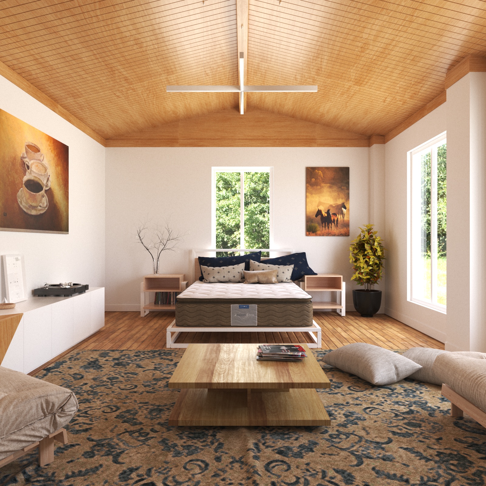 Colchón Matrimonial Lambda Restonic Ortopédico + 2 almohadas