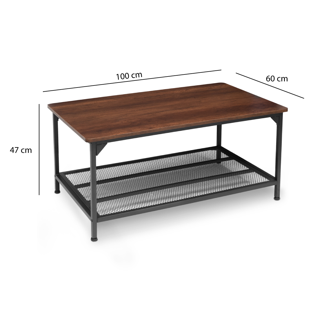 Mesa de Centro Rectangular Estilo Moderna con Base Tipo Parrilla para Sala