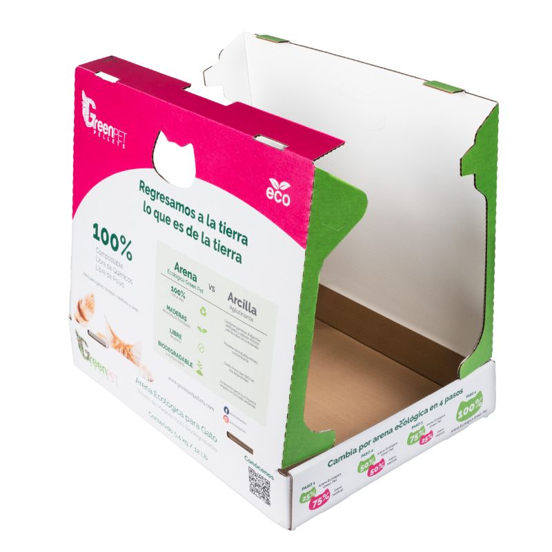 Green Pet: Arena Ecológica para Gatos. 5.4kg. Caja que se transforma en Casita. Elimina el Olor, Absorción Total, 100% Madera, Biodegradable.