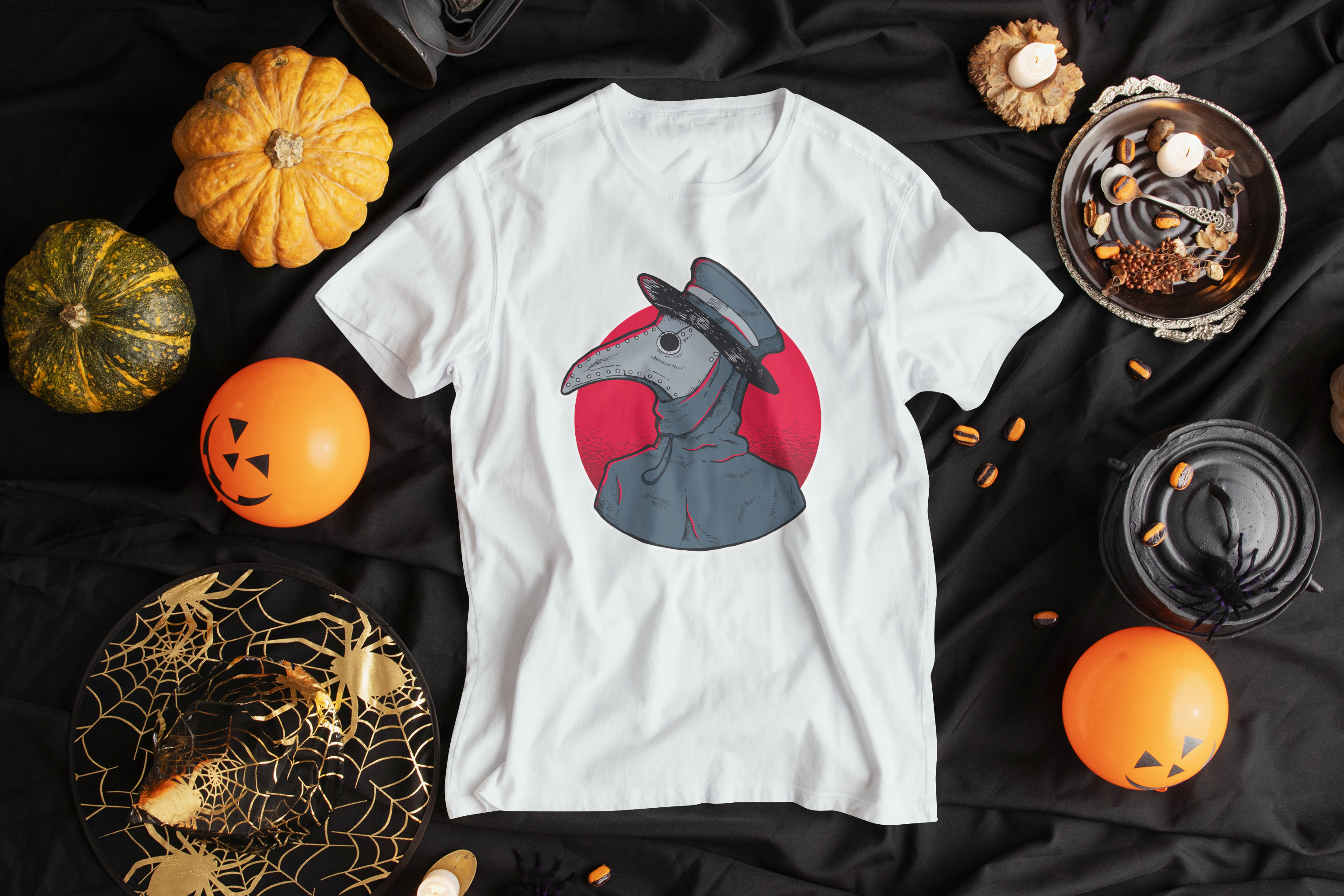 T-shirt unisex Blanca, Máscara medieval