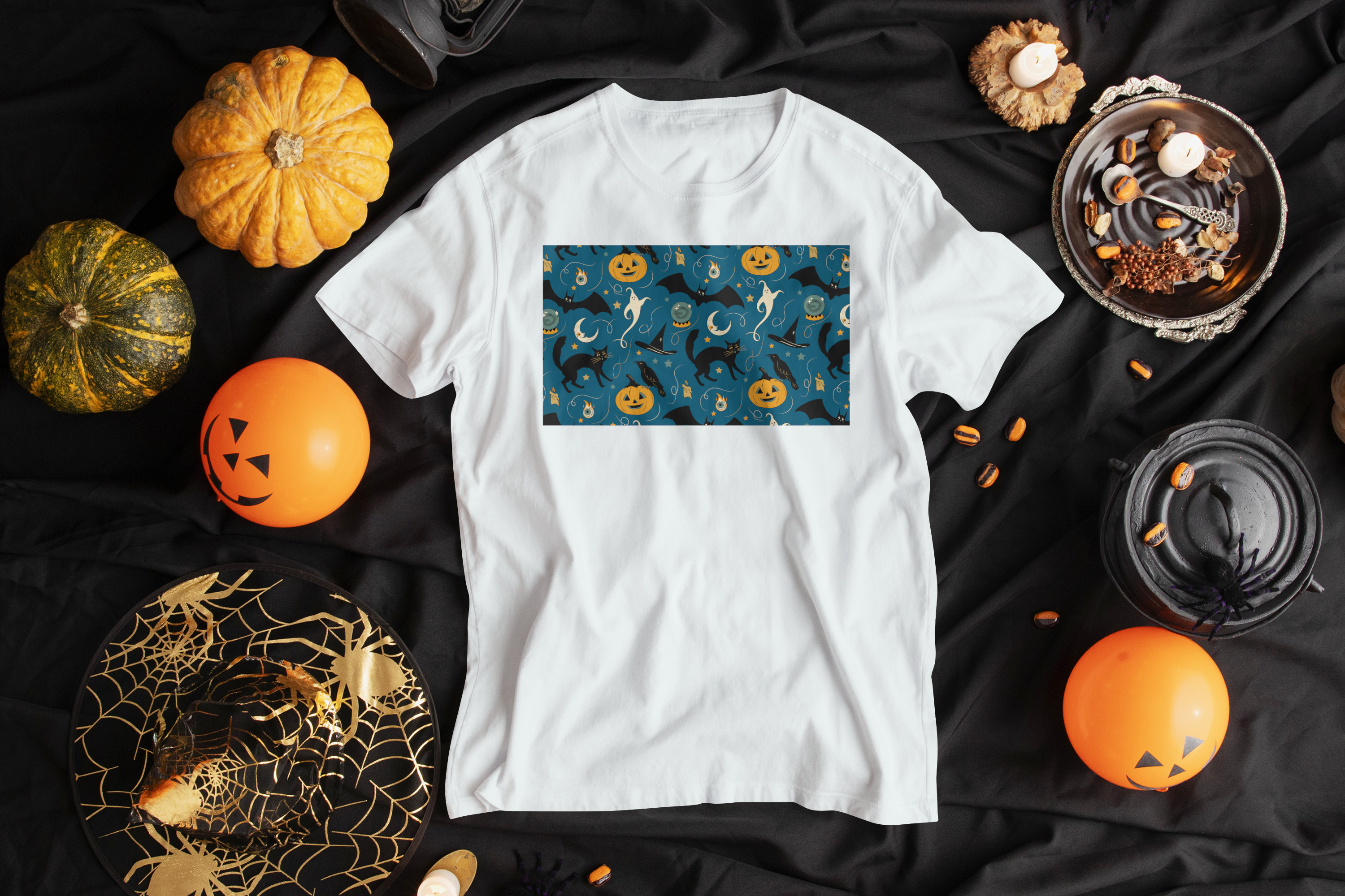 T-shirt unisex Blanca, Estampado de Halloween