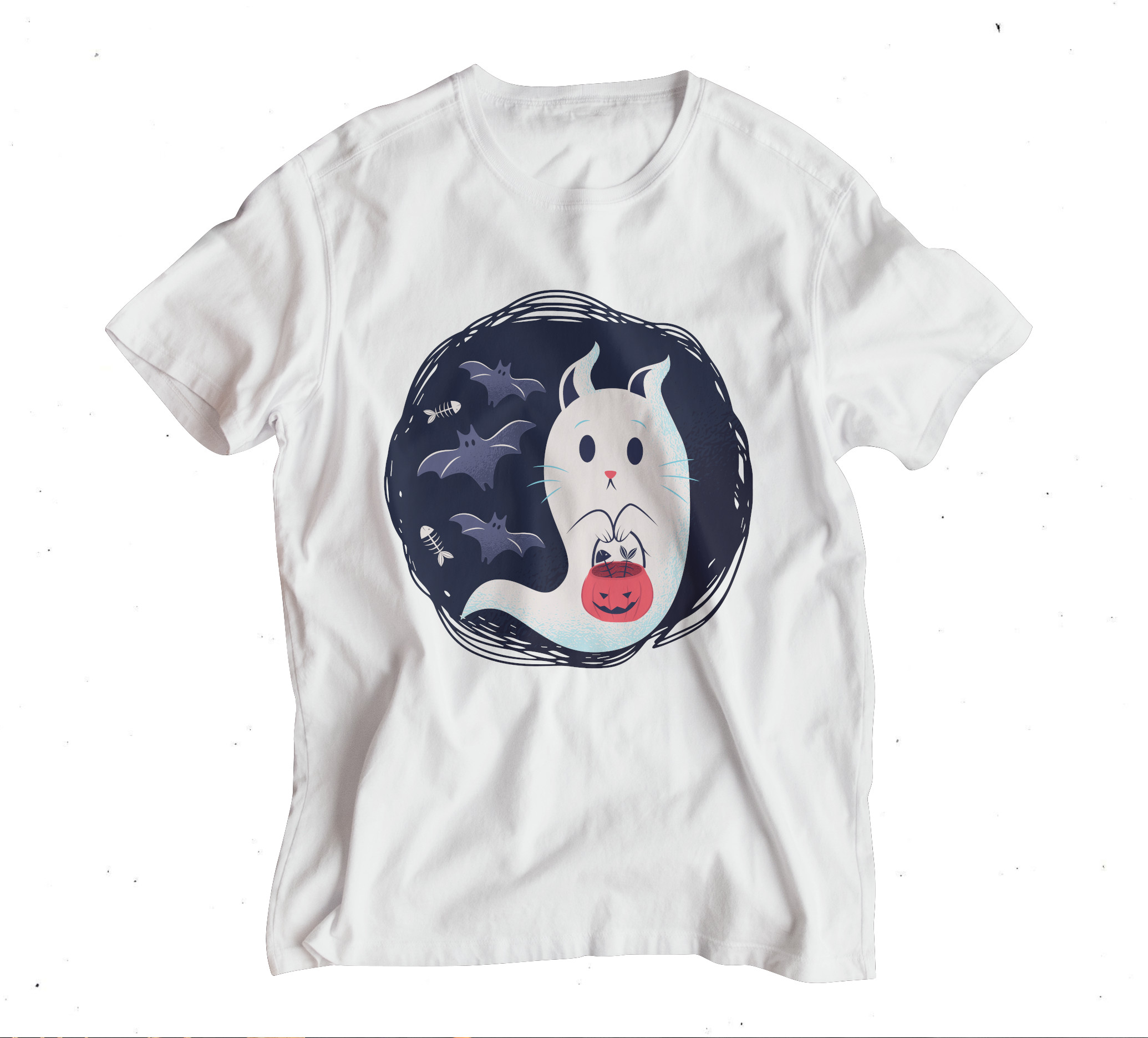 T-shirt unisex Blanca, Gatito fantasma