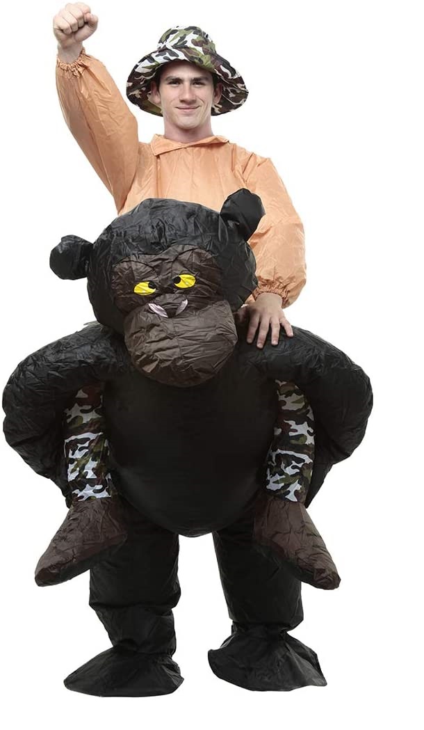 Inflable Divertido de Chango Gorila, Disfraz Hinchable de Explorador de la Jungla Ideal para Halloween