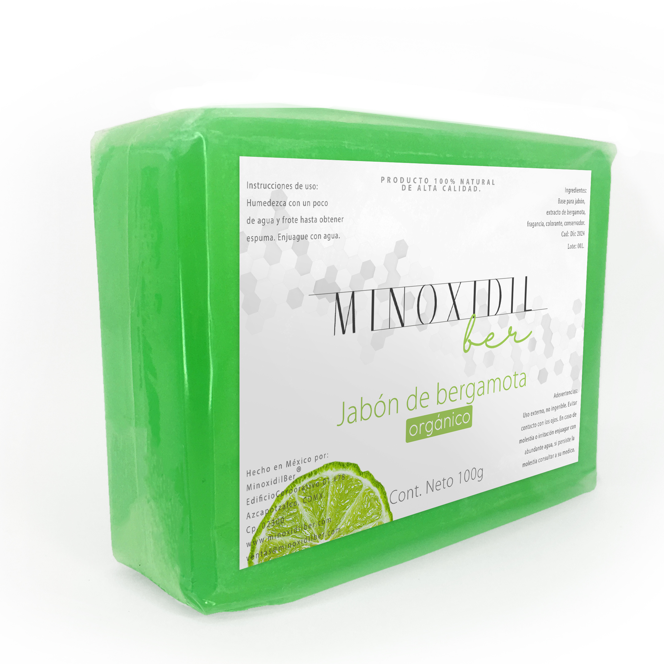 Jabón De Bergamota Con Minoxidil 5% 100g Minoxidilber®