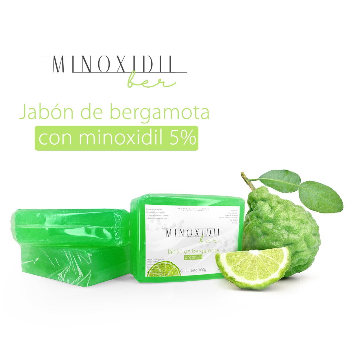 Jabón De Bergamota Con Minoxidil 5% 100g Minoxidilber®