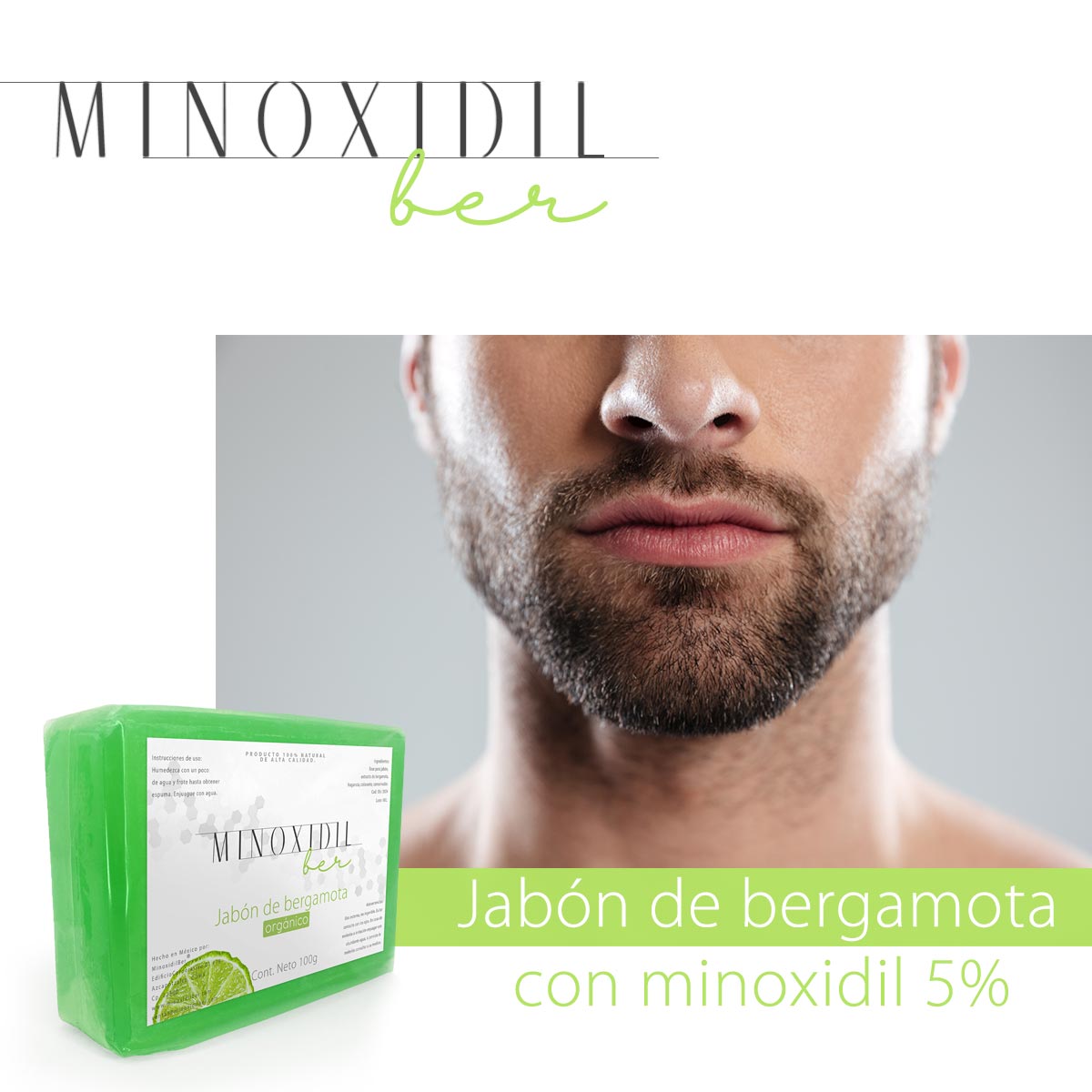 Jabón De Bergamota Con Minoxidil 5% 100g Minoxidilber®