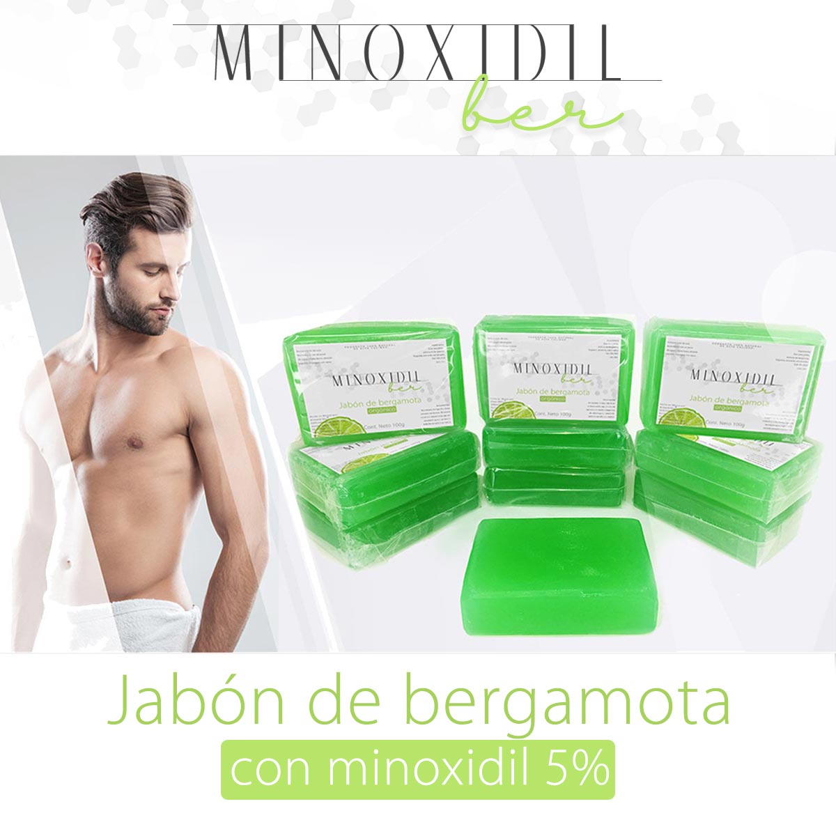 Jabón De Bergamota Con Minoxidil 5% 100g Minoxidilber®