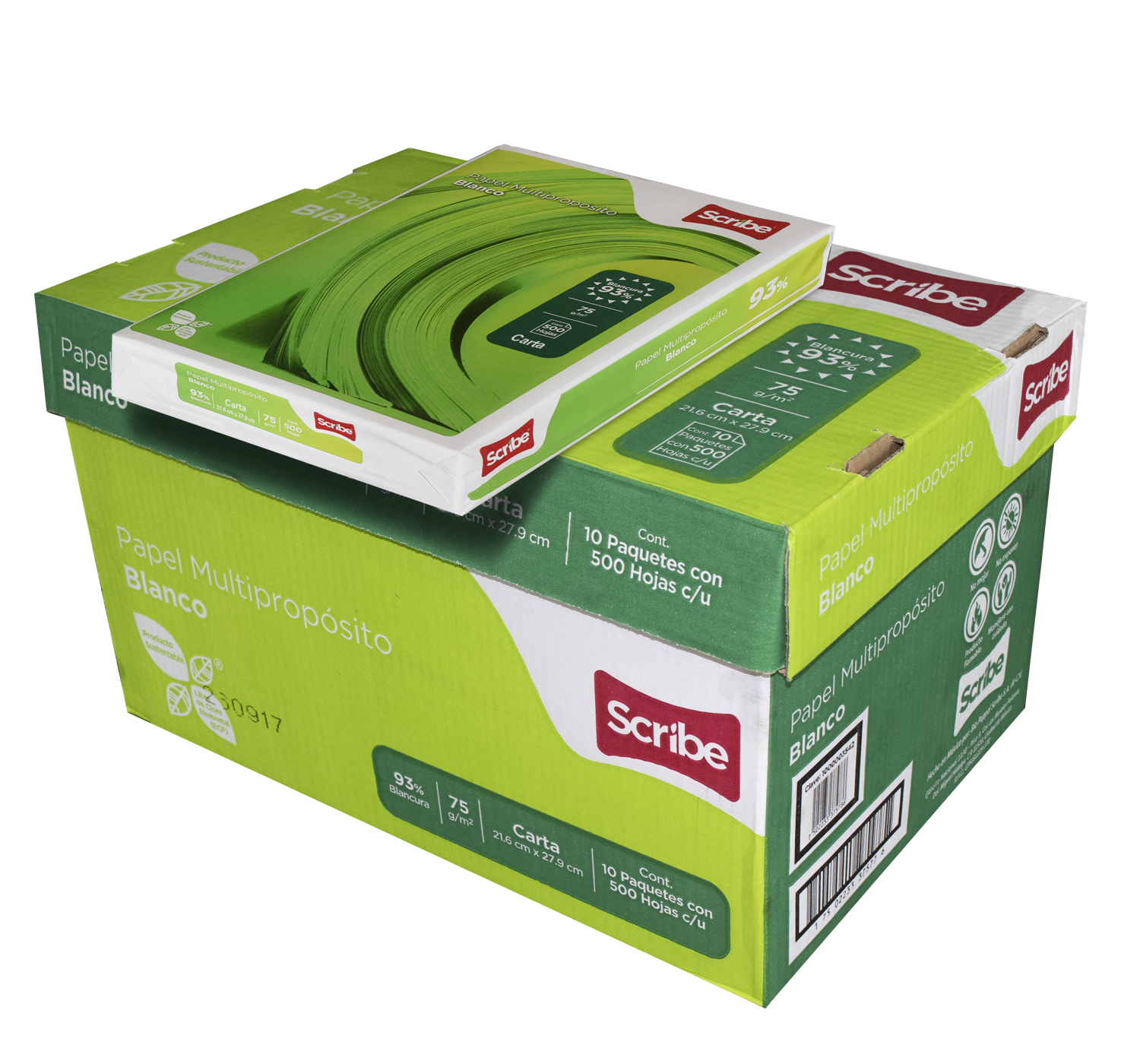 Caja Papel Bond Scribe Con 5,000 Cinco mil Hojas Verde Tamaño Carta Para Impresora Y Copiadora