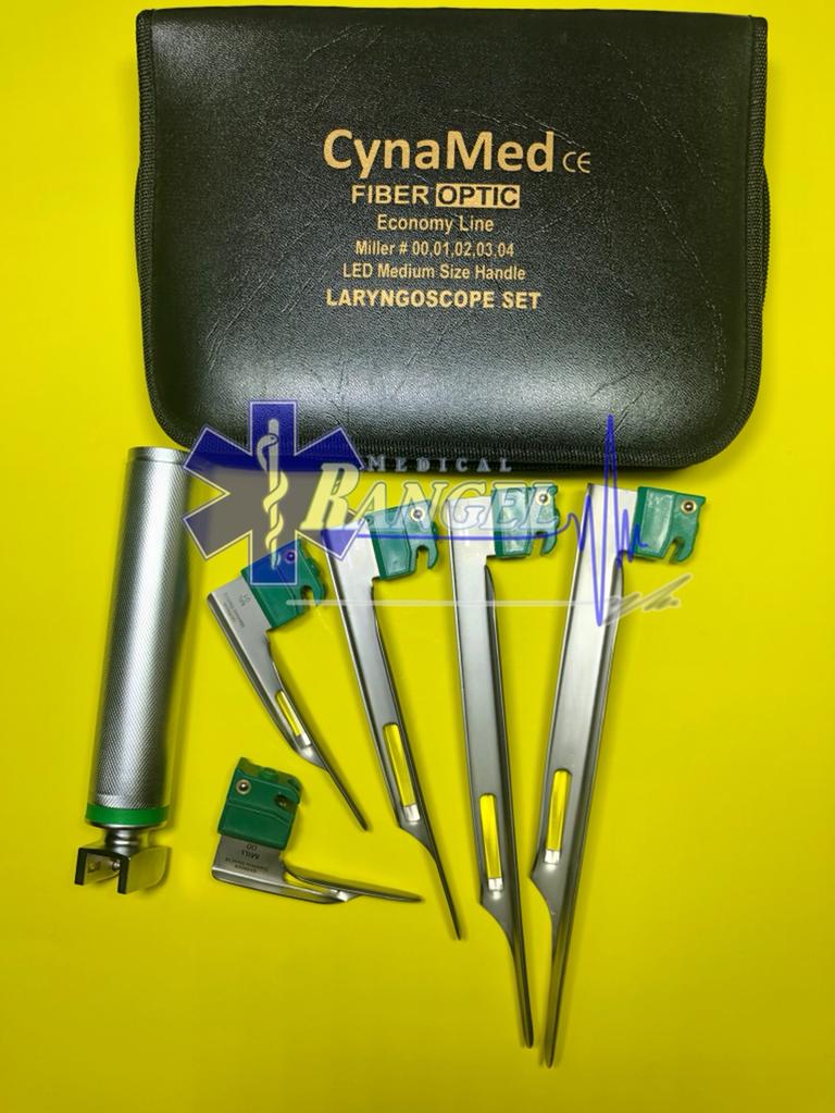 LARINGOSCOPIO MILLER SET 5 HOJAS Y 1 MANGO FIBRA OPTICA
