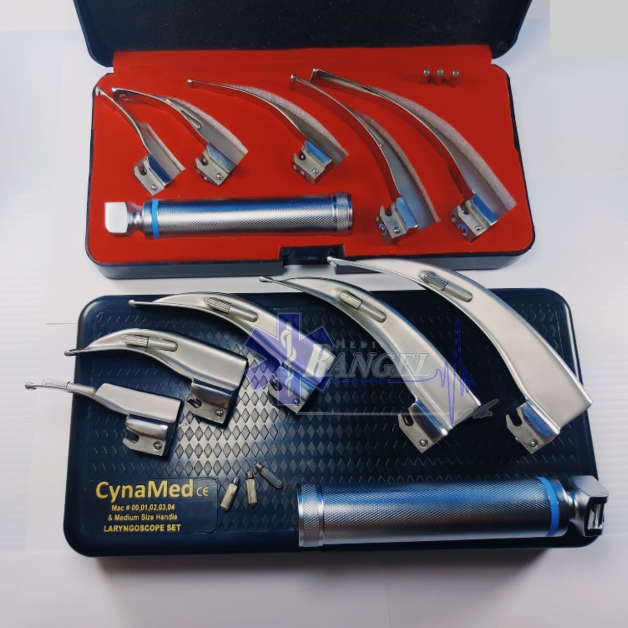 LARINGOSCOPIO MAC SET 5 HOJAS 1 MANGO Y 3 FOCOS REPUESTO