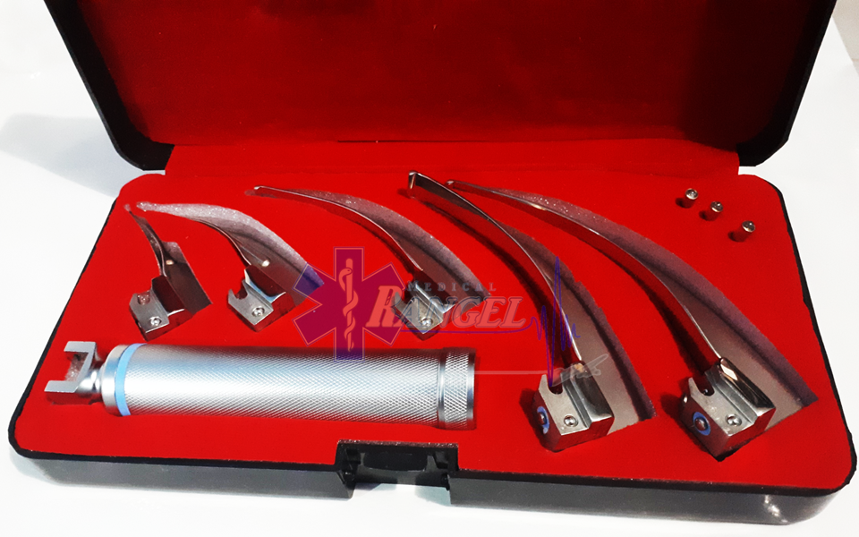 LARINGOSCOPIO MAC SET 5 HOJAS 1 MANGO Y 3 FOCOS REPUESTO