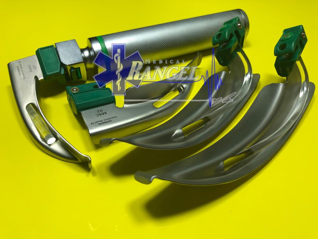 LARINGOSCOPIO MAC SET 4 HOJAS 1 MANGO FIBRA ÓPTICA