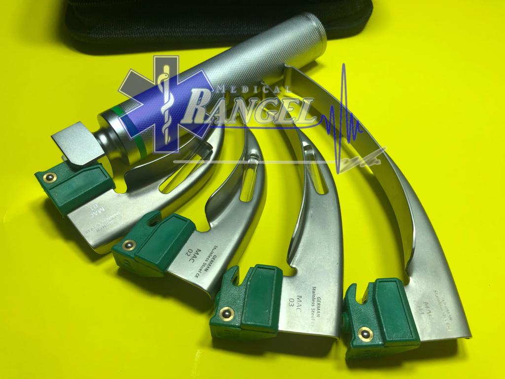 LARINGOSCOPIO MAC SET 4 HOJAS 1 MANGO FIBRA ÓPTICA