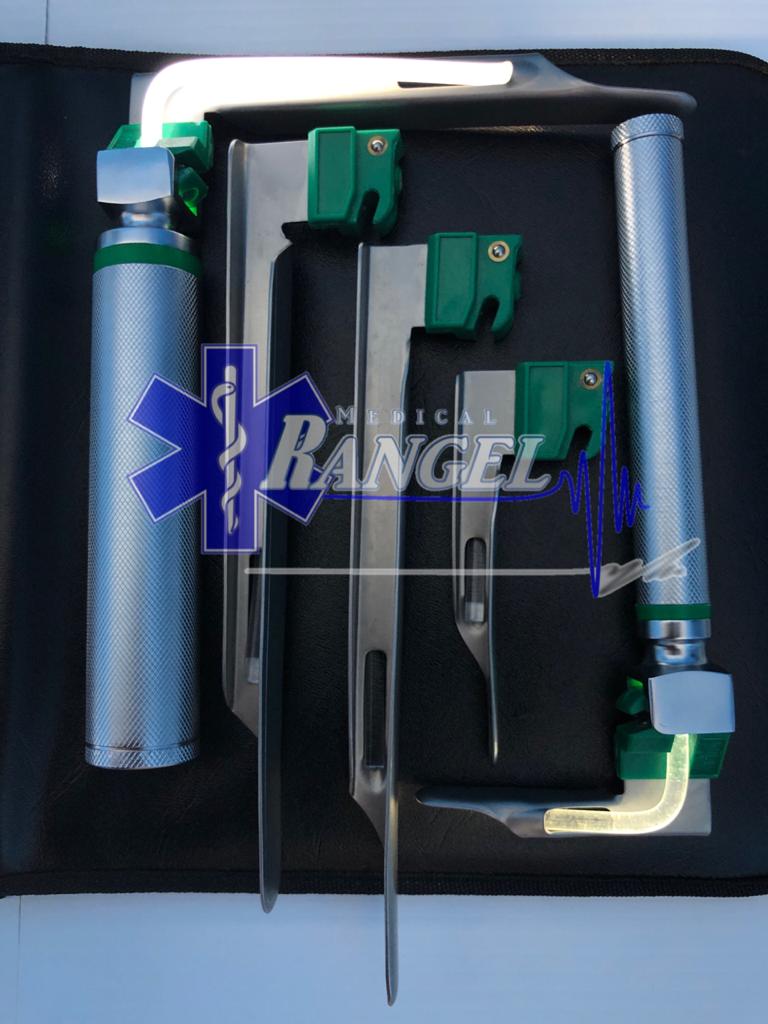 LARINGOSCOPIO SET 12 PZS. 5 HOJAS MAC, 5 HOJAS MILLER Y 2 MANGOS FIBRA ÓPTICA