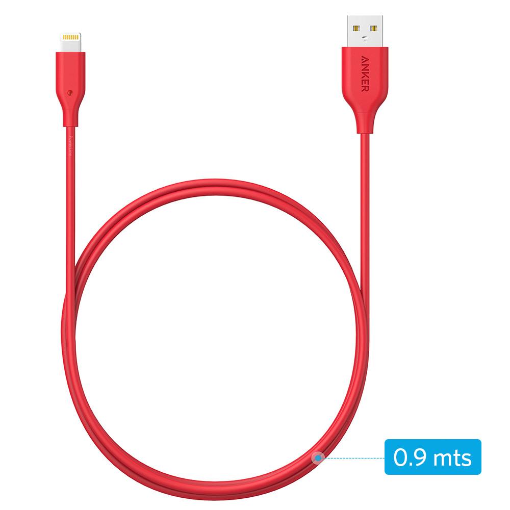 Cable Anker PowerLine Lightning 0.9m - Rojo