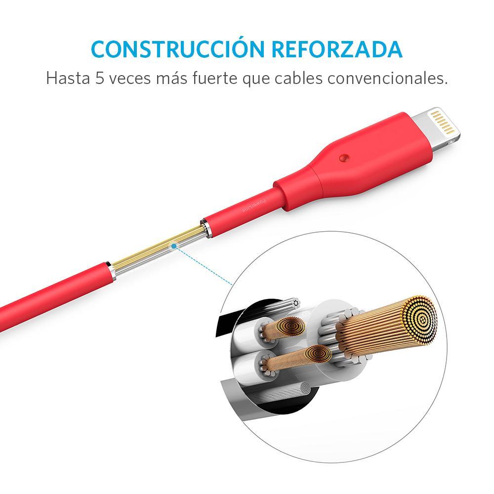 Cable Anker PowerLine Lightning 0.9m - Rojo