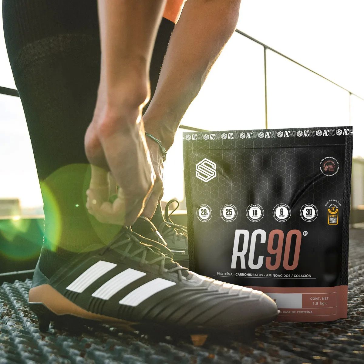 Colación con proteína RC90, con Glutamina y Vitamina C, 30 porciones, Sabor chocolate, 1.8kg