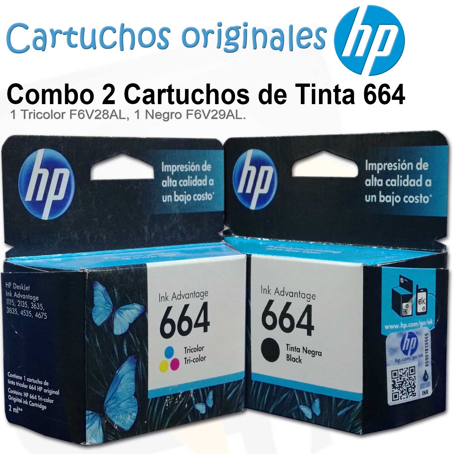 Combo Cartuchos De Tinta Original Hp 664 Color Y Negro