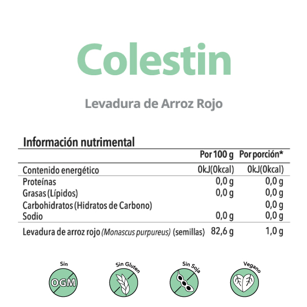  Levadura de Arroz Rojo 90 cápsulas Colestin solución para colesterol