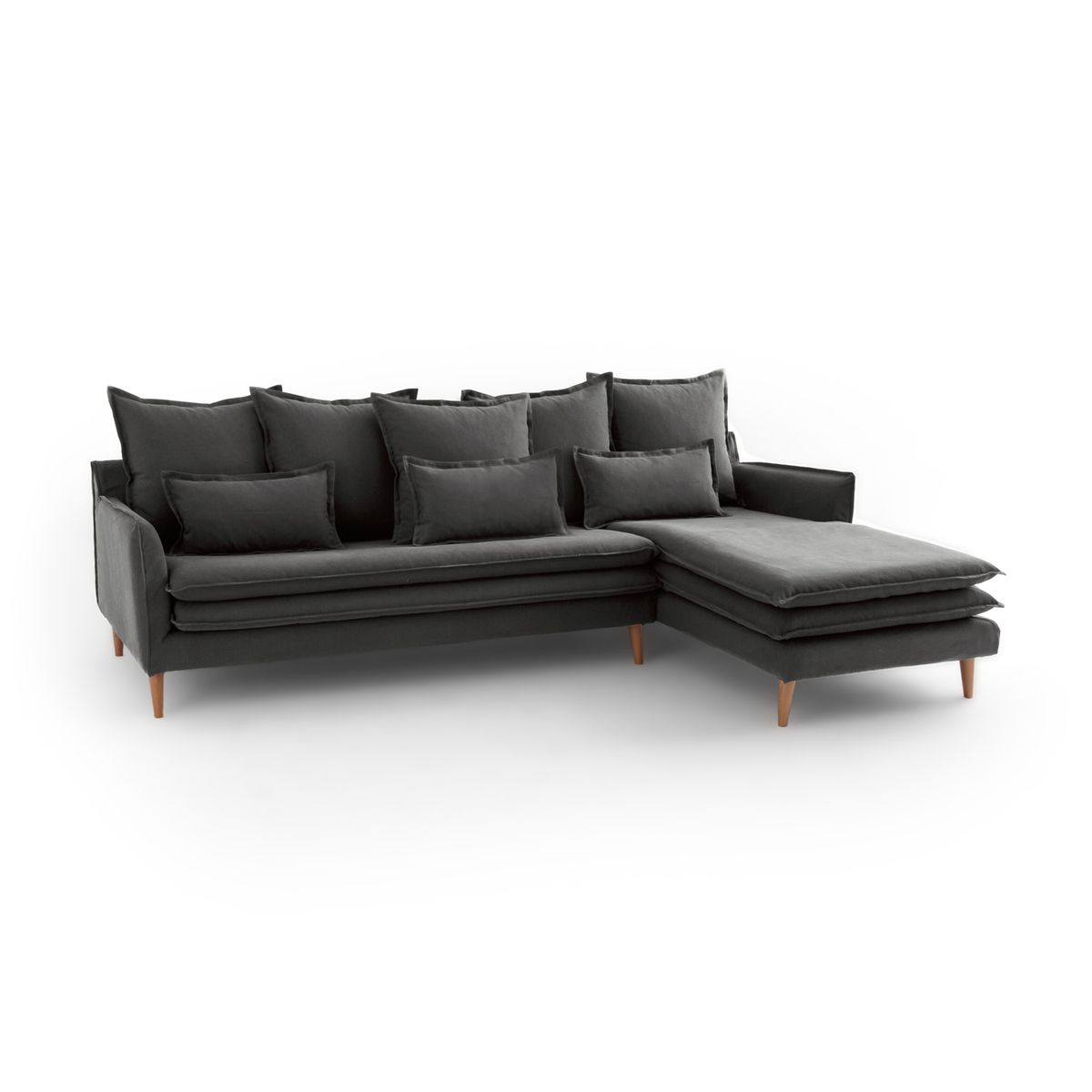 Marquesa - Sofá esquinero estilo moderno tela color gris oscuro