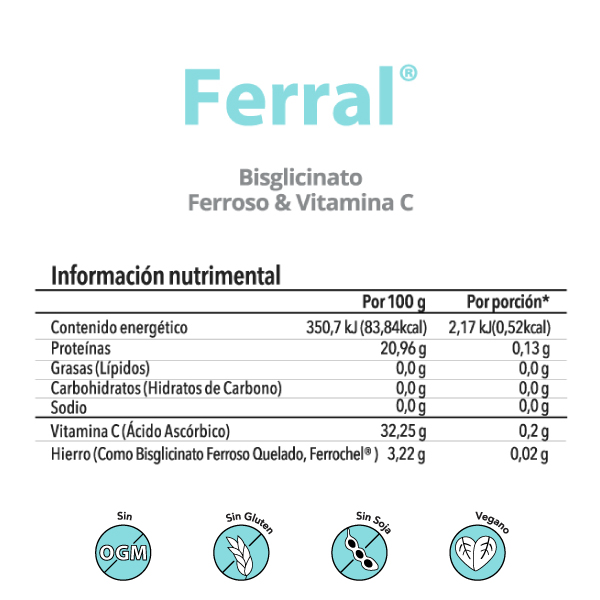 Hierro con vitamina C 60 cápsulas Ferral