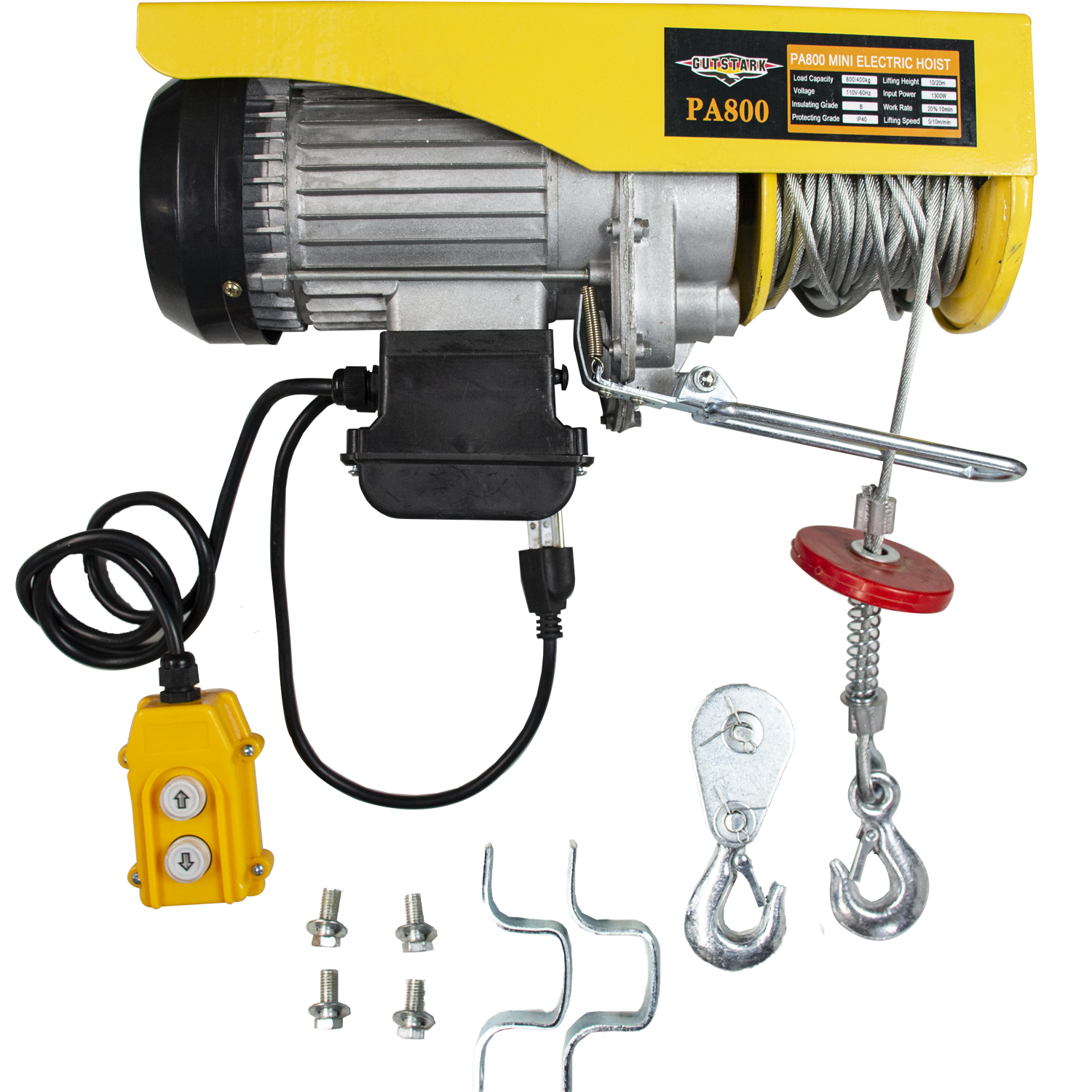 Polipasto Electrico 400-800 Kg Cadena 20m Cable 5mm Acero Inoxidable Motor 1300W 110V 2 Velocidades	