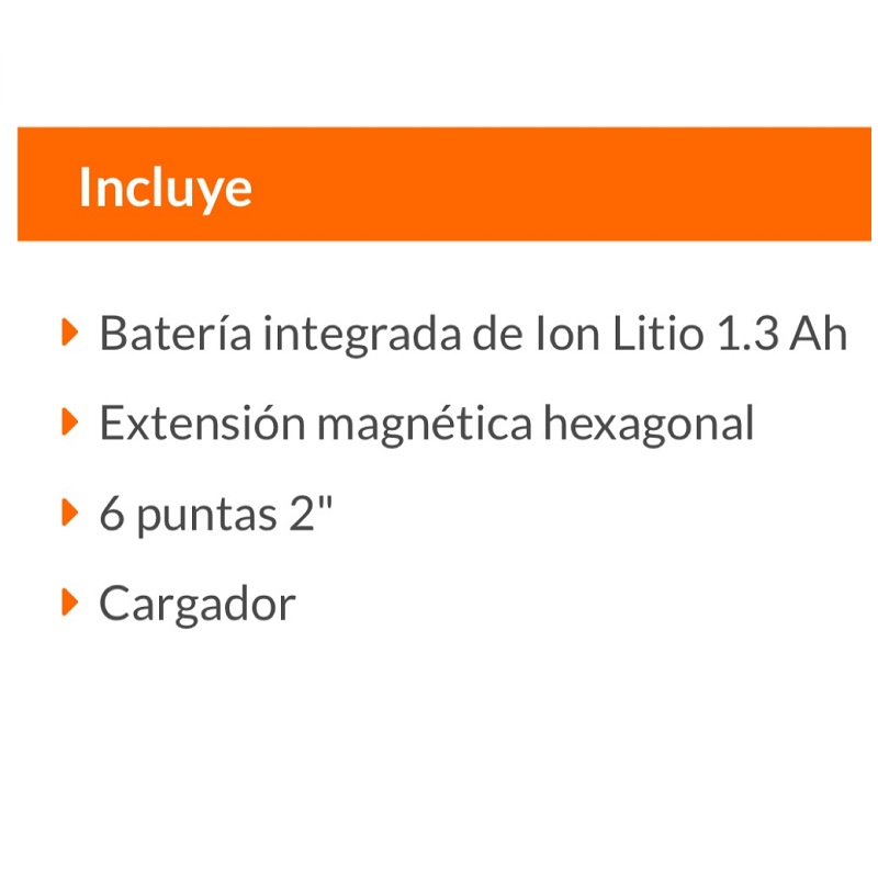 Destornillador inalámbrico, batería Ion Litio 3.6 V, LUZ LED ,entrada Hexagonal con 6 puntas 2" DESI-36 TRUPER 