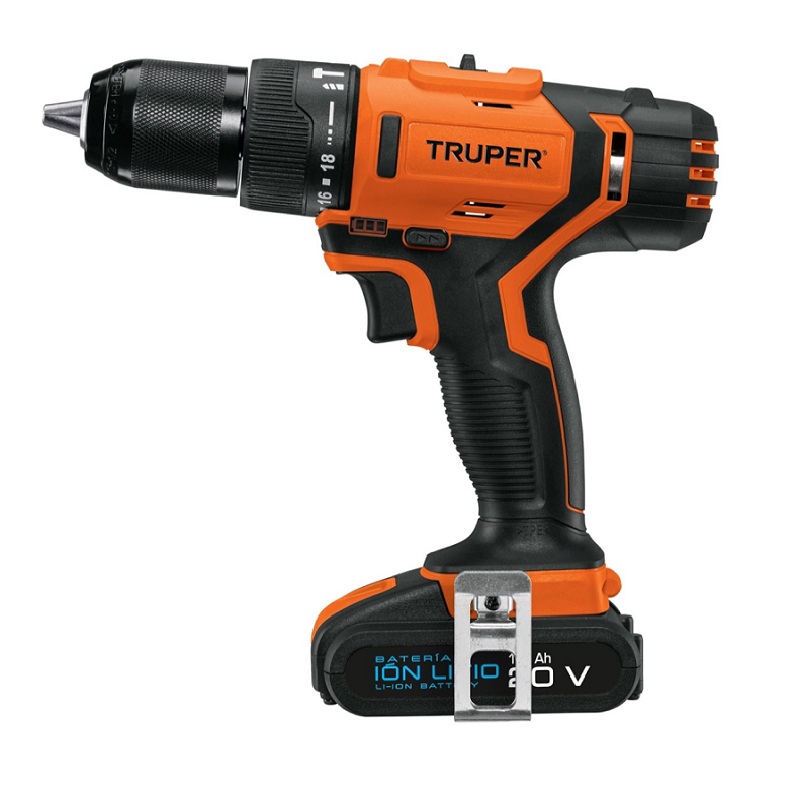 Rotomartillo-Taladro-Destornillador inalámbrico, batería ion litio, 20 V, 1/2" incluye accesorios ROTI-20A TRUPER