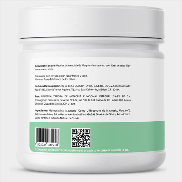 Magnesio y GABA en polvo 180 g sabor Mora Magno-N