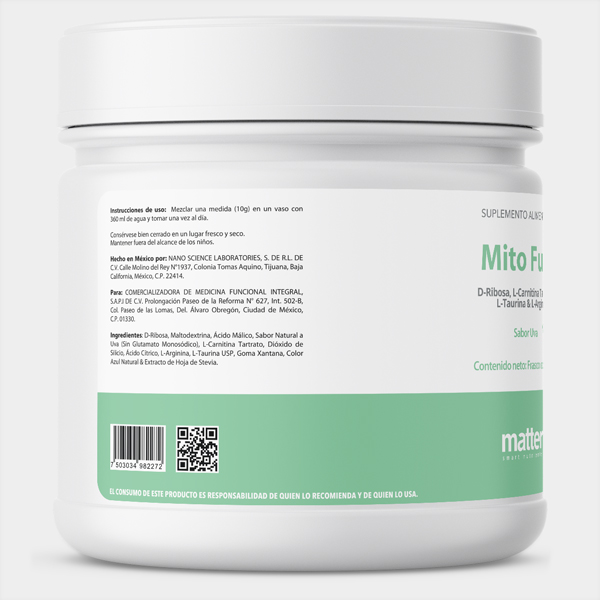 D-Ribosa, L-Carnitina Tartrato, L-Taurina y L-Arginina en polvo 300 g sabor Uva Mito Fuel