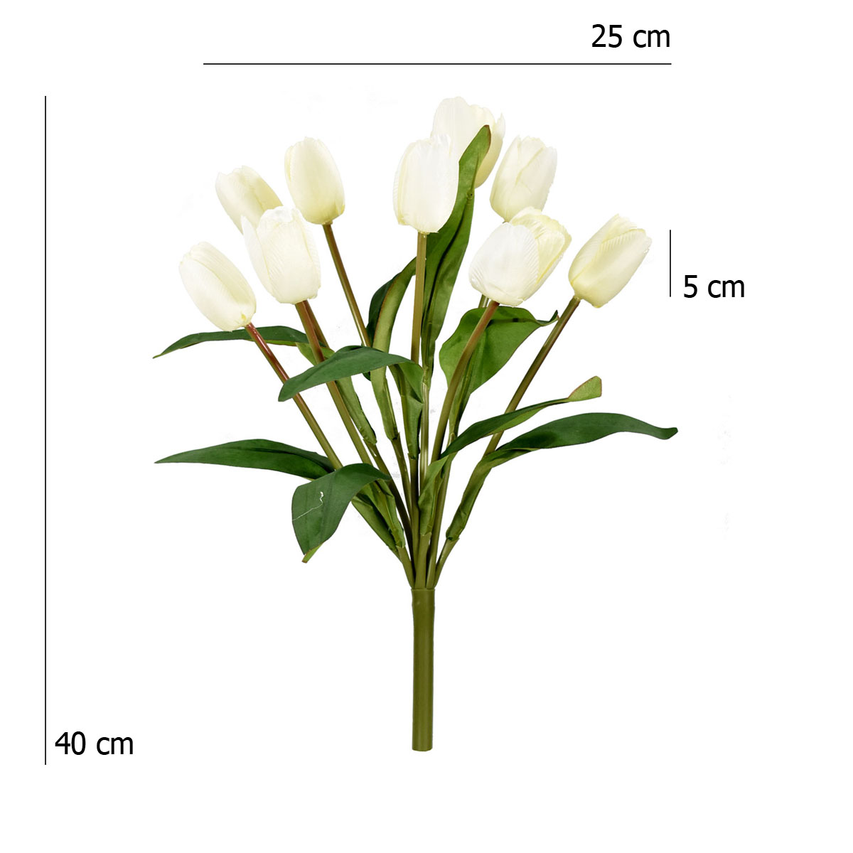 Tulipanes Artificales Ramo de 9 Flores 40 cm Altura Crema Blumart