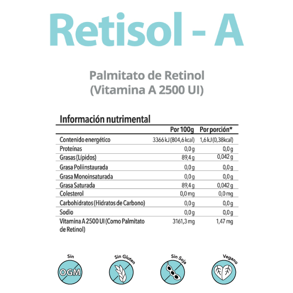 Palmitato de Retinol en gotas vitamina A Retisol-A