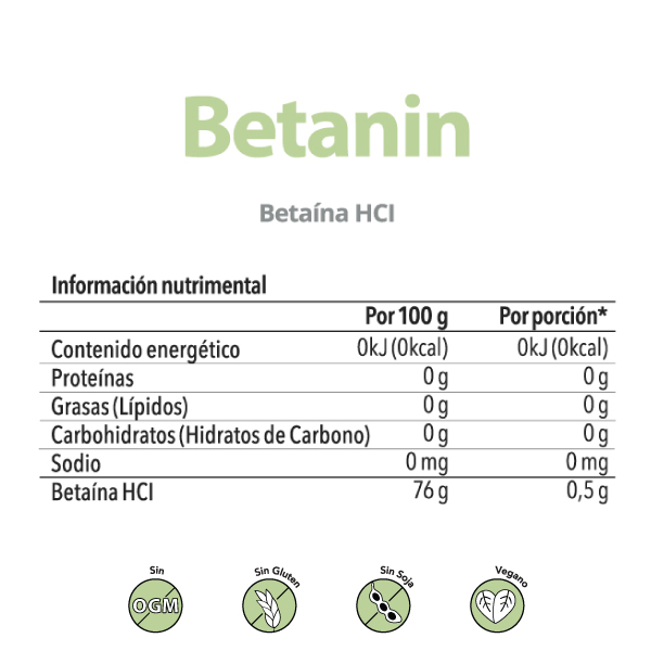 Betaína HCl 60 cápsulas Betanin