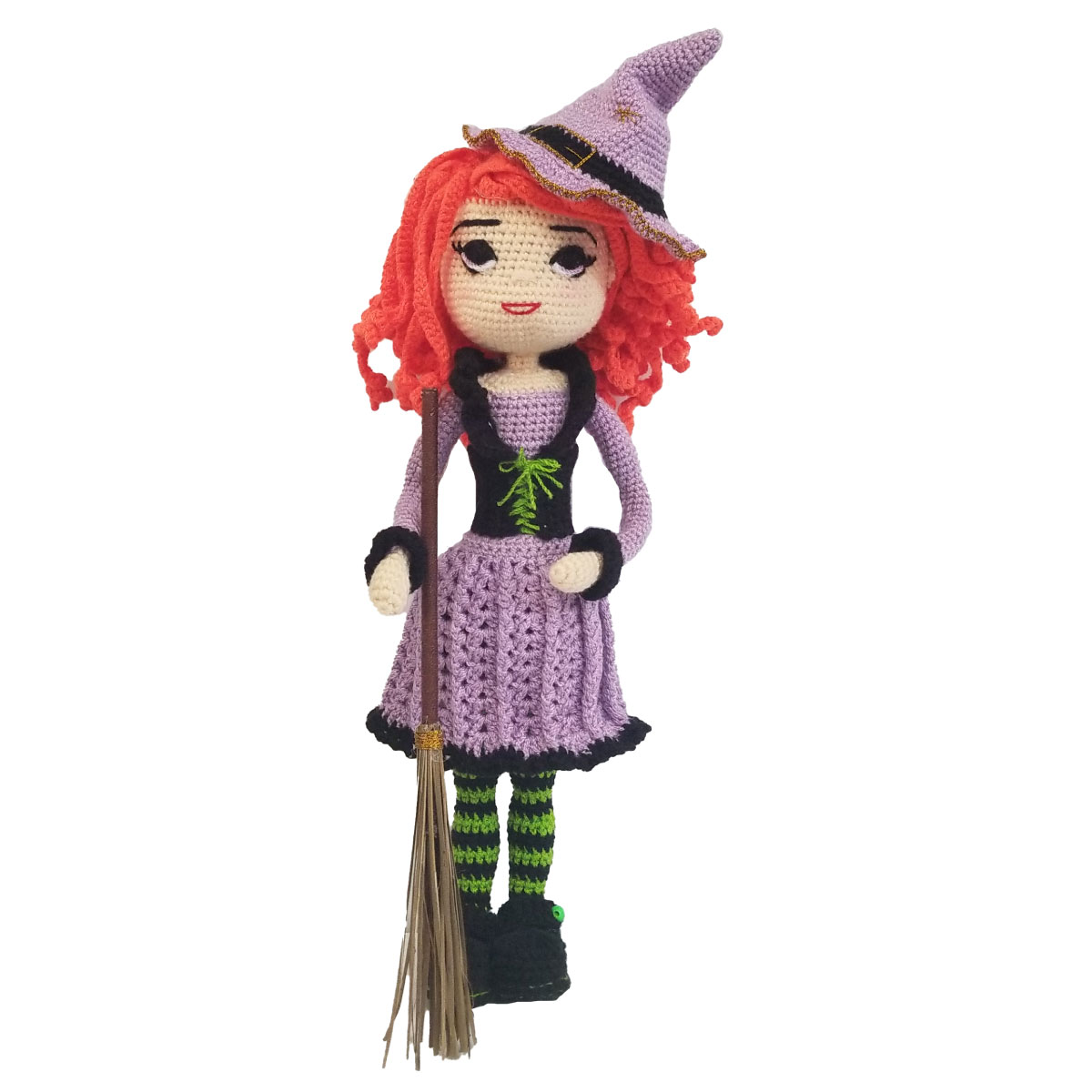 Hermosa Brujita Halloween Amigurumi con ropa 40 x 13 cms