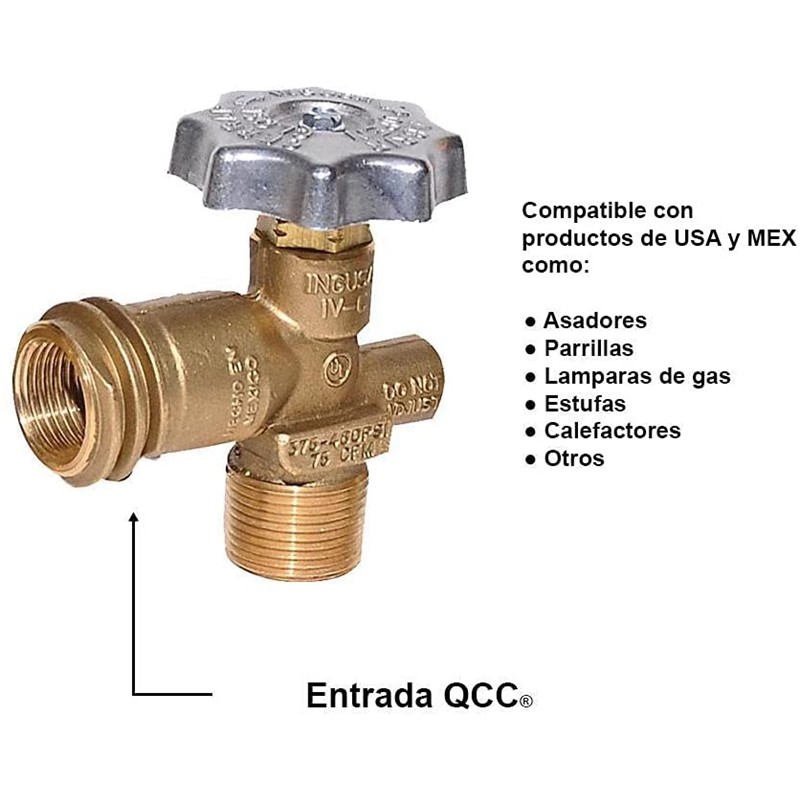 Cilindro Para Gas 20 Lbs Valvula Qcc Ingusa Cst 540046 