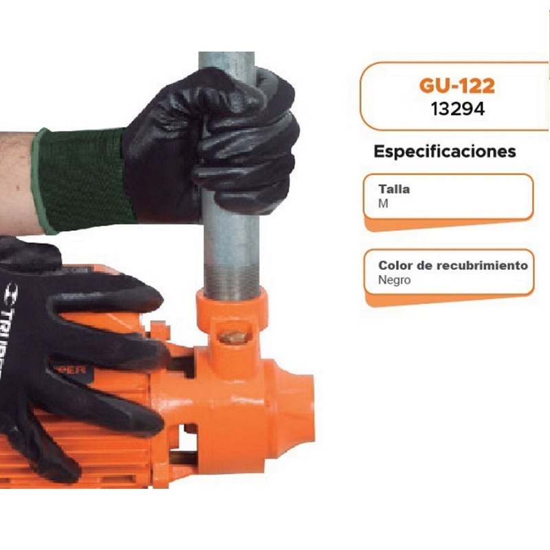 Guantes de seguridad Usos Generales-Mecánica, de nylon recubiertos de nitrilo,Talla M ,multi usos GU-122 TRUPER