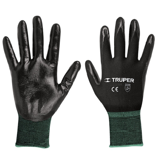 Guantes de seguridad Usos Generales-Mecánica, de nylon recubiertos de nitrilo,Talla M ,multi usos GU-122 TRUPER
