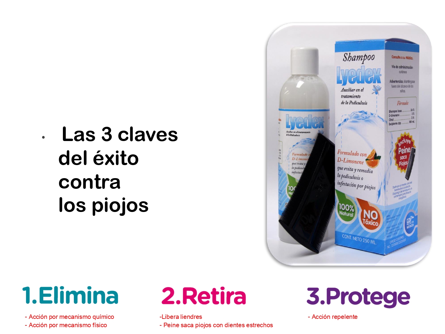 LYEDEX Shampoo auxiliar en el control de piojos, de uso diario
