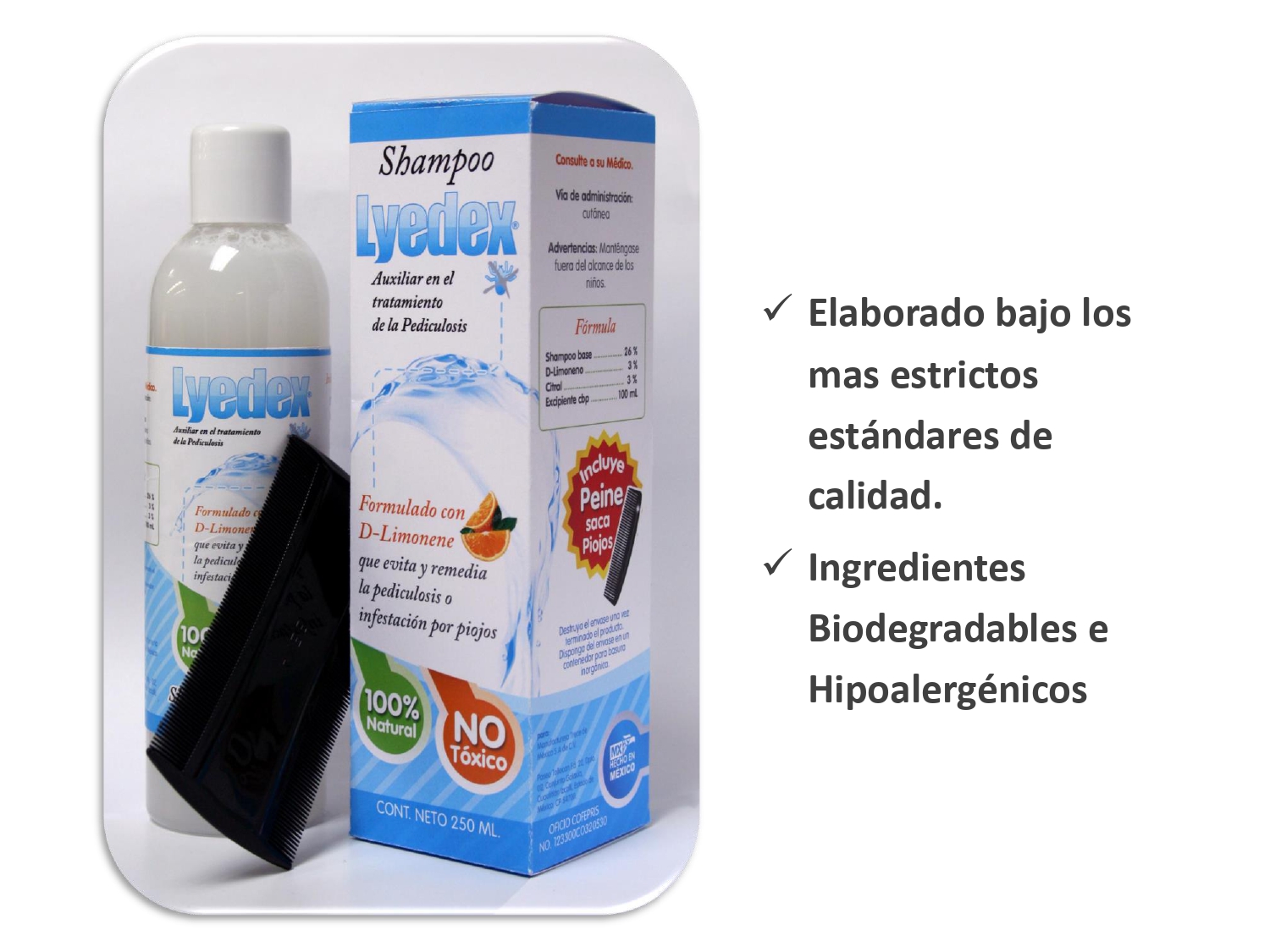 LYEDEX Shampoo auxiliar en el control de piojos, de uso diario