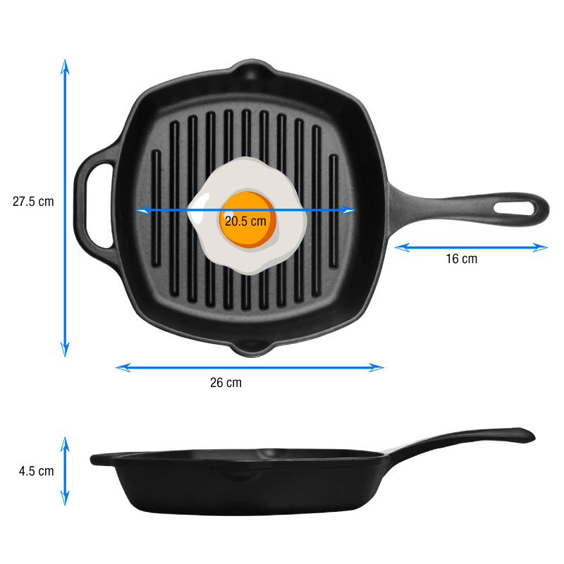 Sartén Cuadrado de Hierro Fundido Esmaltado marca victoria