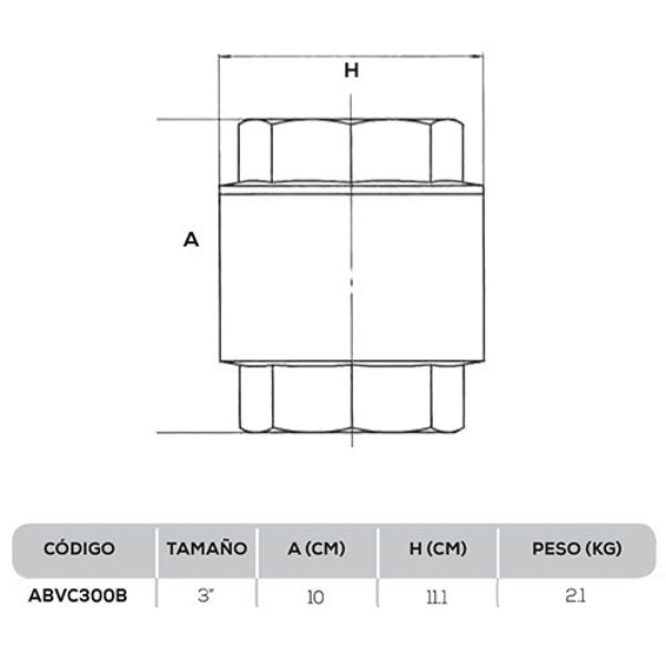 Válvula Check Anti-retorno Tuberías Hasta 3 Npt En Vertical