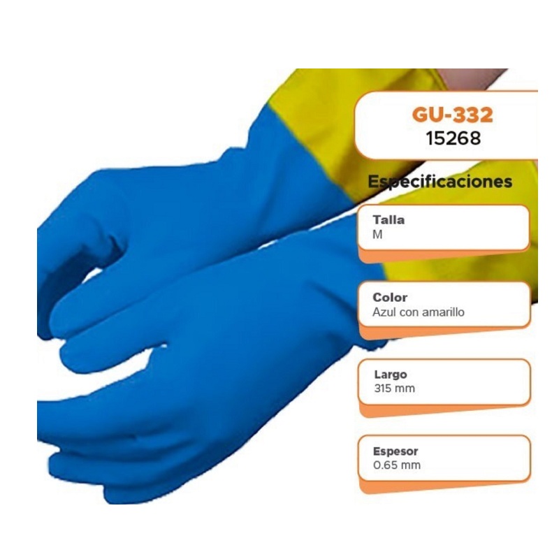 Guantes Medianos de látex reforzados Neopreno ( 2 PARES ) ,Uso Domestico Limpieza casa y Manejo de Productos Químicos TRUPER