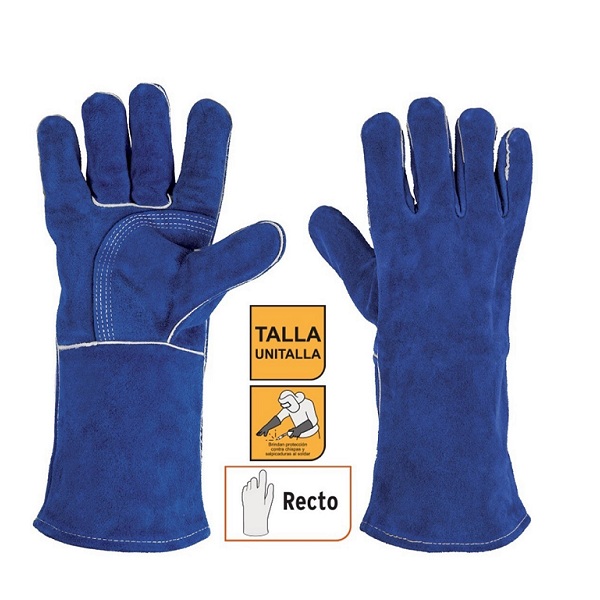 Guantes Reforzados Largos para soldador Mayor protección -Seguridad Azul GU-515 TRUPER 