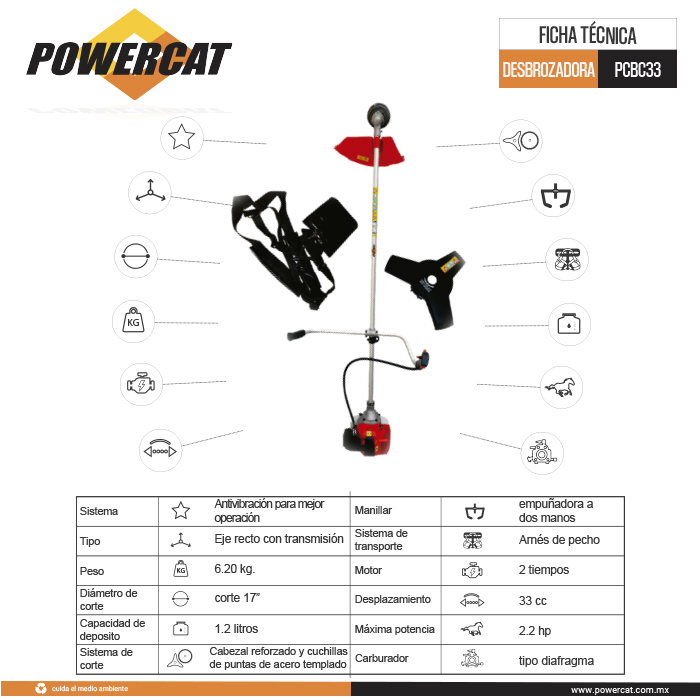 DESBROZADORA POWERCAT PCBC33 33CC