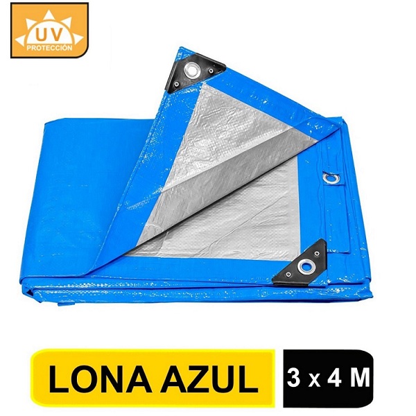 Lona 3 x 4 m, azul,  Impermeable -ligera para manejar -cubierta de carro LP-34  Pretul