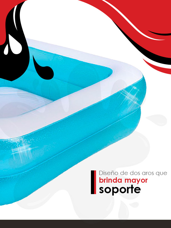 Alberca Inflable Cuadrada Sunclub 2 Aros 145cmx45cm