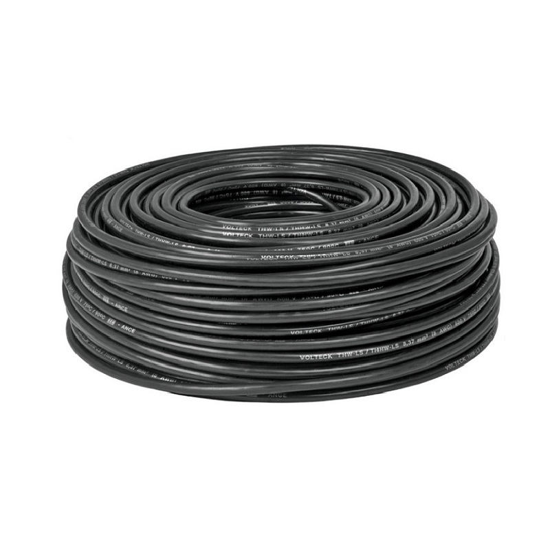 Cable Eléctrico THHW-LS, 12 AWG, color negro rollo de 100 m para cableado de iluminación, contactos de casa CAB-12N VOLTECK