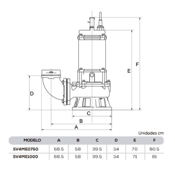 CODO DE DESCARGA 90 GRADOS PARA BOMBA SUMERGIBLE DE LODO SV4 EVANS