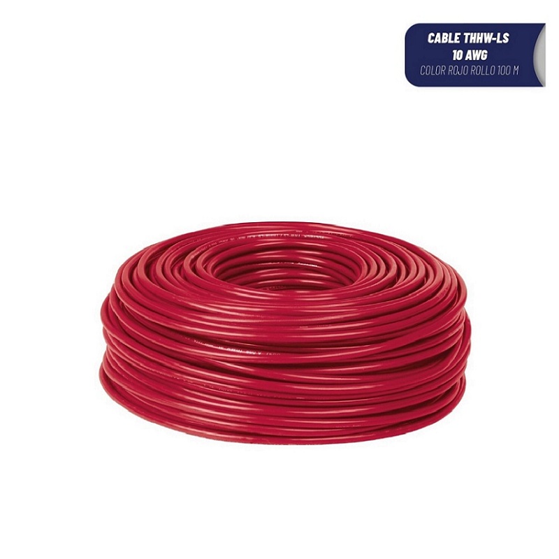 Cable Eléctrico THHW-LS, 10 AWG, color rojo (activo)rollo 100 m Instalaciones eléctricas -iluminación  CAB-10R VOLTECK 
